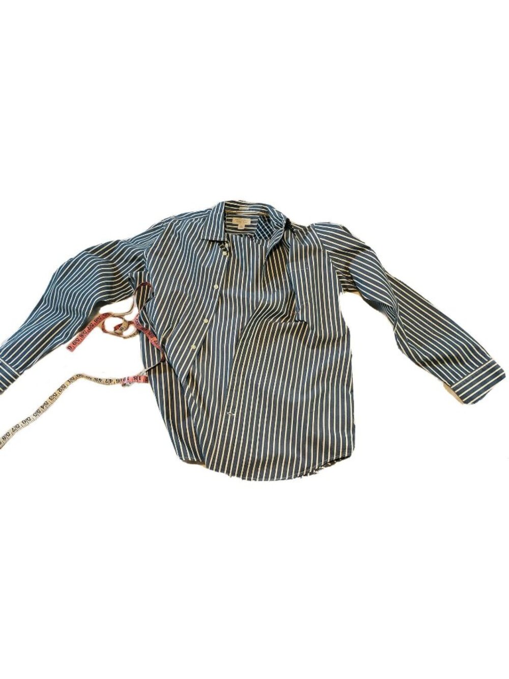 Banana Republic Classic Fit Button Down Shirt Medium Blue Strip Crisp Cotton